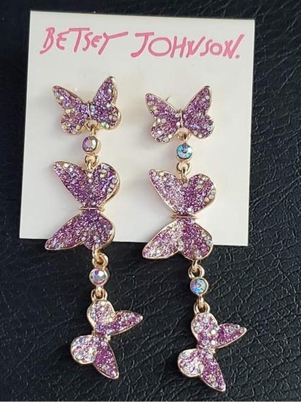 Betsey Johnson Butterfly Mismatched Dangle Earrings